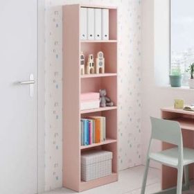 Sandra Tall Bookcase with 5 Large Storage Compartments - Light Rosa Pink