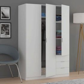 Harvey 3 Door Compact Wardrobe with 3 Drawers - White