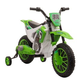 12V Kids Electric Motorcycle Ride On with Training Wheels - Green