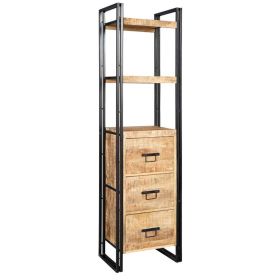 Michelle Industrial Style Slim Bookcase with Natural Hardwood and Iron Edges