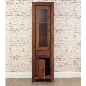 Carroll Solid Walnut Narrow Glazed Bookcase with Two Door