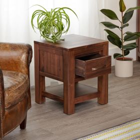 Carroll High Quality Single Drawer Lamp Table with Shelf - Walnut