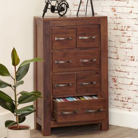 Contemporary Walnut Multimedia Chest of Drawers