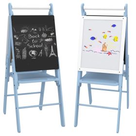 Three In One Easel for Kids with Paper Roll, Adjustable Height - Blue