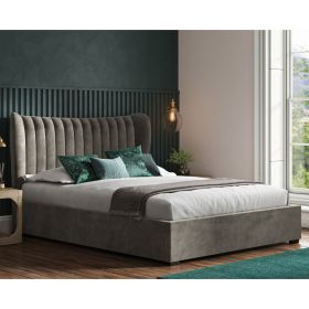 Luxurious Harcourt Mid Grey Velvet Ottoman Bed - Super Kingsize