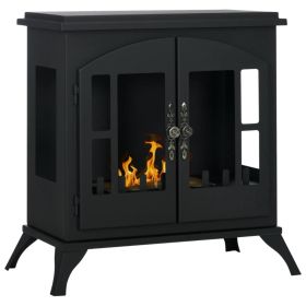 Freestanding Ethanol Fireplace Stove, Bioethanol Fire with Stainless Steel Flame Snuffer - Black