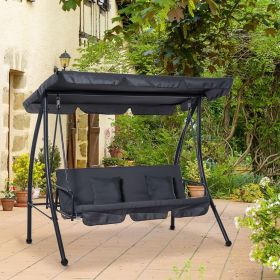 Outdoor 2 in 1 Patio Swing Chair 3 Seater Hammock Cushion Bed Tilt Canopy - Grey