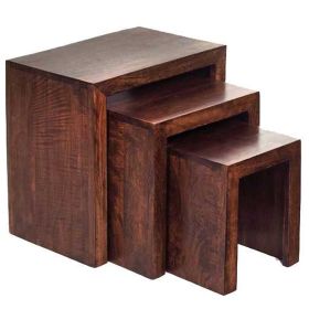 Stella Dark Mango Cubed Nest Of 3 Tables - Walnut