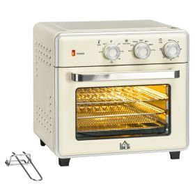 7 in 1 1400W Countertop Toaster 20L Oven with Warm, Broil, Toast, Bake, Air Fryer Setting - Cream White