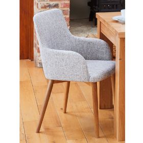 Slate Upholstered Dining Chairs with Oak Legs - Set of 2