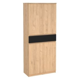 Robbie 4 Doors Shoe Cabinet with 1 Drawer in Jackson Hickory Oak and Black