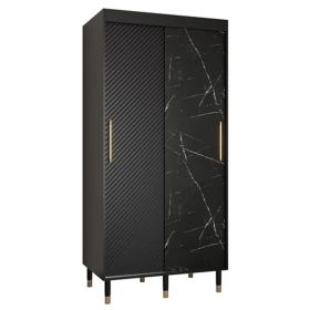 Zenara Vortex 2 Door Sliding Wardrobe in Black - 100cm