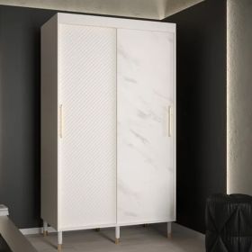Zenara Vortex 2 Door Sliding Wardrobe in White - 120cm