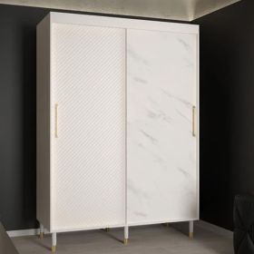 Zenara Vortex 2 Door Sliding Wardrobe in White - 150cm