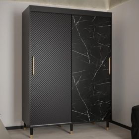 Zenara Vortex 2 Door Sliding Wardrobe in Black - 150cm