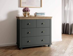 Portugal 4 Drawers Chest of Drawers - Green with Oak Lefkas