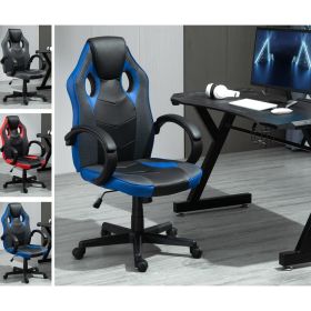 High Quality Faux Leather Swivel Gaming Office Chair - Red, Grey, Blue