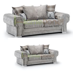 Varinda Fabric 3 Seater and 2 Seater Sofa Set - Grey/Beige