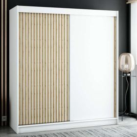 Gloucester 200cm  Sliding Door Wardrobe Strips Design - White, Black, Artisan Oak