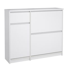 Lottie Shoe Cabinet with Door and Drawer - White High Gloss