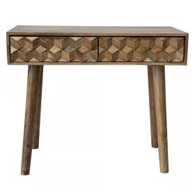 Geometric Design 2 Drawer Console Table - Brown