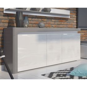 Barron High Gloss 3 Door Sideboard With Lights - Grey And White