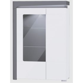 Barron High Gloss Low Wide Display Cabinet with LED Lights  - Grey And White