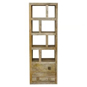 Light Mango Tall 60cm Bookcase with 2 Drawers - Light Finish