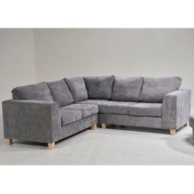Morrison High Back Chenille Fabric Design Corner Sofa with Optional Footstool and Swivel Chair - Grey