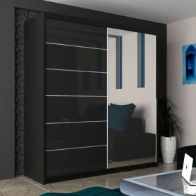 Infinite Black High Gloss Sliding Door Wardrobe - 150cm and 180cm