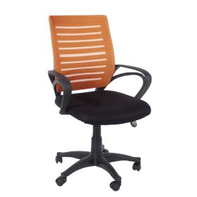 Travers Study Computer Desk With Orange Mesh Back and Black Fabric Swivel Chair