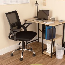 Travers Study Computer Desk With Mesh Back Black Fabric and Chrome Base Swivel Chair