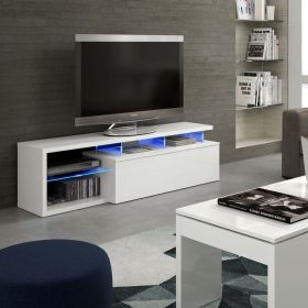 Burleigh Range White Soft Gloss TV Cabinet Entertainment Unit with Integrated Lighting