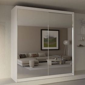 Castle White Fully Mirrored Sliding Door Wardrobe - 150cm and 200cm