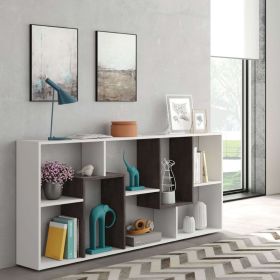 Modern Design Bookcase in White with Dark Brown Panels