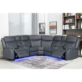 Rebecca Recliner Corner Sofa With Led Lights - Grey