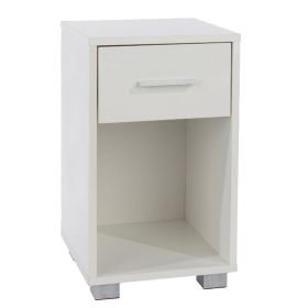 Compact Design Bedside Cabinet with Drawer - White