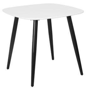 Black Tapered Legs Compact Square Dining Table - White