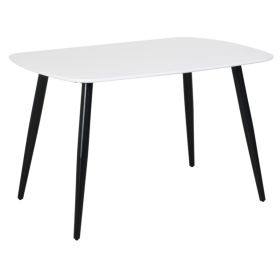 Black Tapered Legs Compact Rectangular Large Dining Table - White