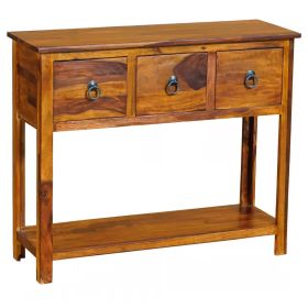 Crowley 3 Drawers Sheesham Wood Console Table - Honey Colour