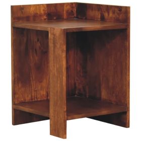Contemporary Box Bedside Table with Open Shelf Storage and Display Top - Chestnut Finsih