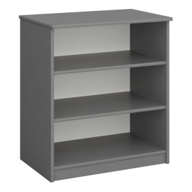 Brittany Solid Wooden 3 Shelf Bookcase - Folkestone Grey