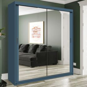 Sevenoaks II Sliding Mirror Door Large Wardrobe - Blue, Green