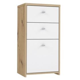 Falkirk 2 Drawers Chest Storage Cabinet with 1 Door - Artisan Oak with White