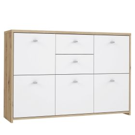 Falkirk 2 Drawers Chest Storage Cabinet with 5 Doors - Artisan Oak with White