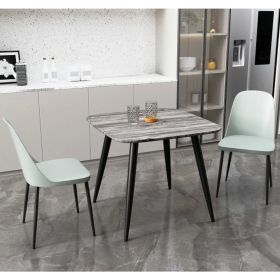 Compact Square Dining Table Set with 2 Duo Light Grey Plastic Chair - Grey Oak Effect
