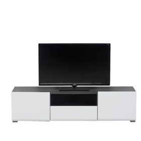 Bannister Tv Cabinet - Gloss White and Black with Glass