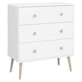 Brian Solid Oak Legs 3 Drawers Chest - Pure White