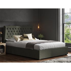 Hampstead Fabric Ottoman Grey Linen Bed Frame - Super Kingsize 6ft