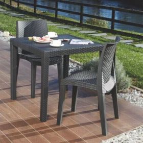 Outdoor Garden Square Plastic Dining Table - Anthracite